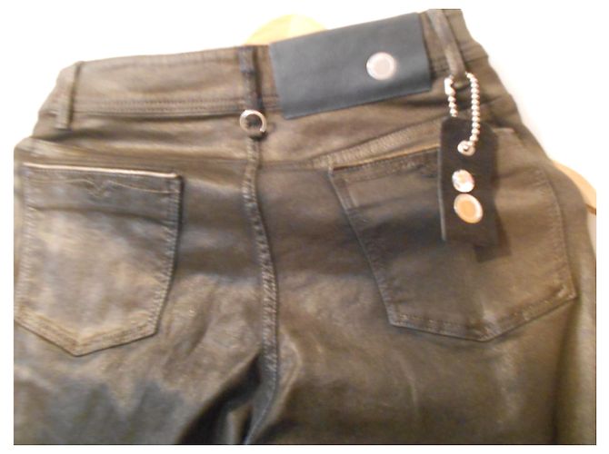 High PANTALONES MARRONES ALTO NUEVO ALGODÓN RECUBIERTO TAMAÑO EXTENSIBLE 40 fr 44 ES ALGODÓN ELASTHANE NUEVO Castaño - vista 6