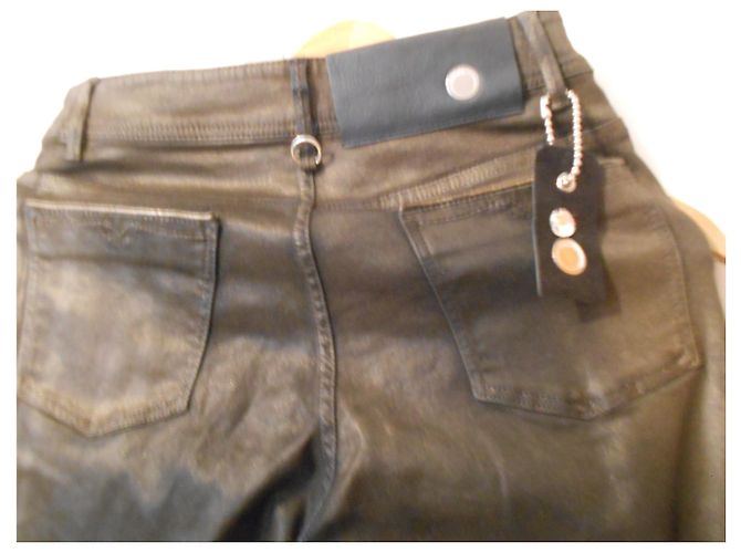 High PANTALONES MARRONES ALTO NUEVO ALGODÓN RECUBIERTO TAMAÑO EXTENSIBLE 40 fr 44 ES ALGODÓN ELASTHANE NUEVO Castaño - vista 7