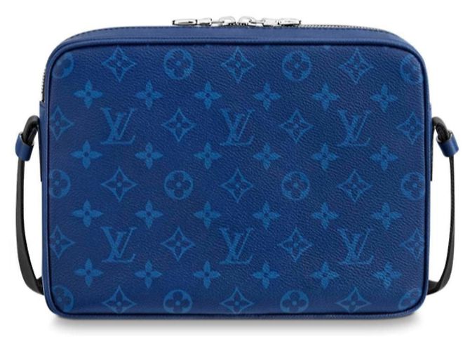 Mensageiro ao ar livre Louis Vuitton Taigarama Azul - vista 2