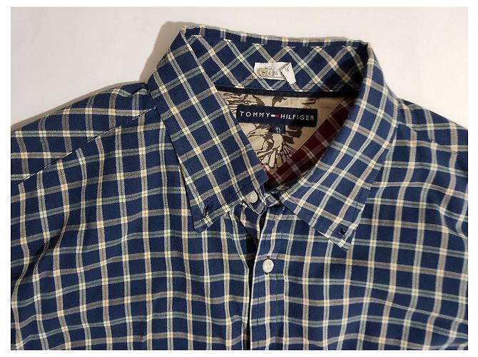Camicia Tommy Hilfiger in cotone blu a maniche lunghe XL Multicolore - vista 3