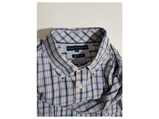 Camicia Tommy Hilfiger a Manica Lunga Bianca Blu Cotone XL Bianco Multicolore - vista 3