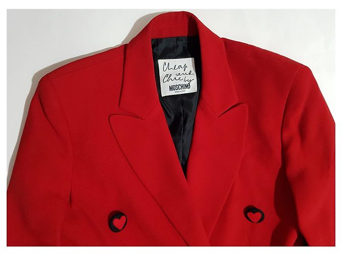 Blazer in seta rosso Moschino Cheap And Chic - vista 3