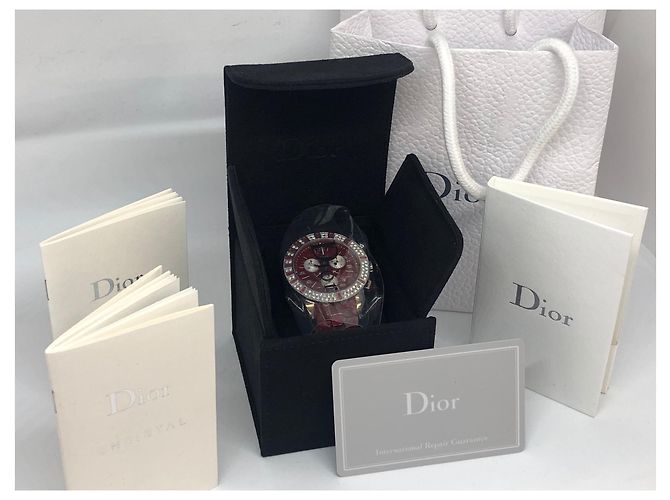 Dior Christal Uhr mit Diamanten rot Kautschuk - Ansicht 3