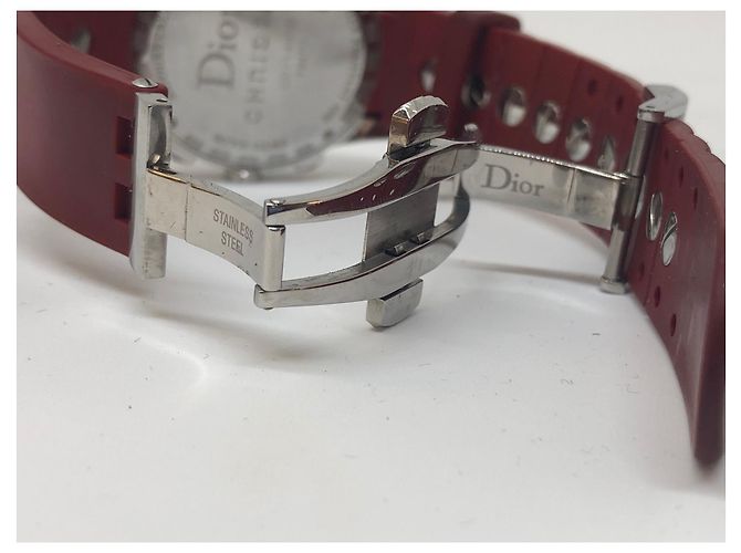 Dior Christal Uhr mit Diamanten rot Kautschuk - Ansicht 6