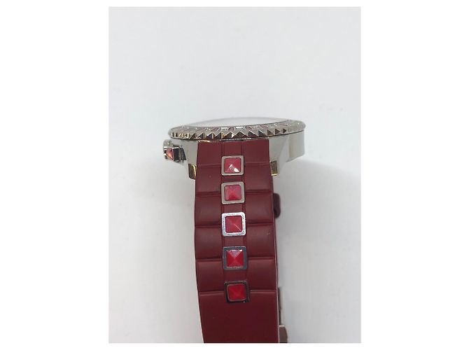 Dior Christal Uhr mit Diamanten rot Kautschuk - Ansicht 7