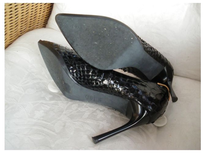 Escarpins Lanvin en Python Noir - vue 8