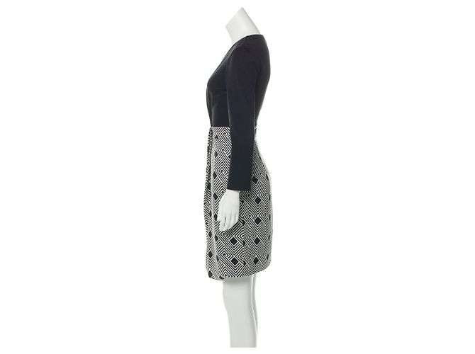 Diane Von Furstenberg DvF Gianna vestido de seda Negro Blanco - vista 2