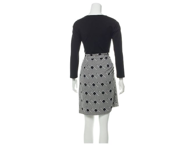Diane Von Furstenberg DvF Gianna vestido de seda Negro Blanco - vista 3