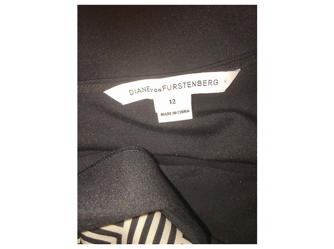 Diane Von Furstenberg DvF Gianna vestido de seda Negro Blanco - vista 5