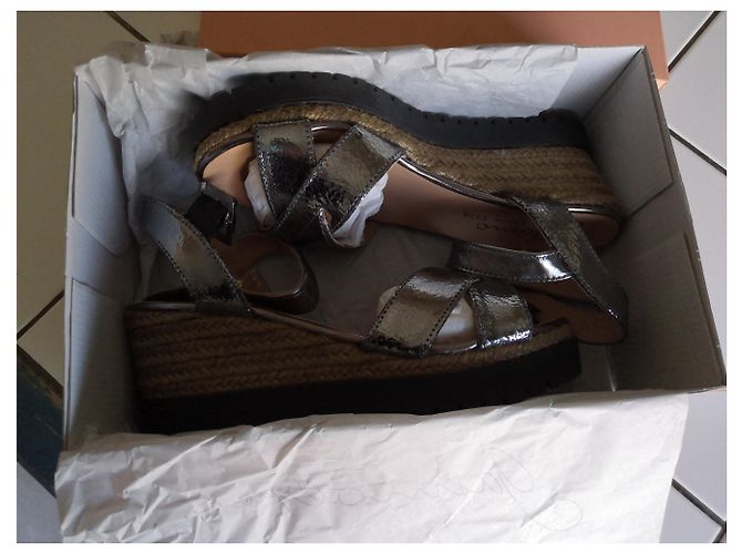 Autre Marque Espadrillas GAIMO in pelle metallizzata argento 39 - vista 7