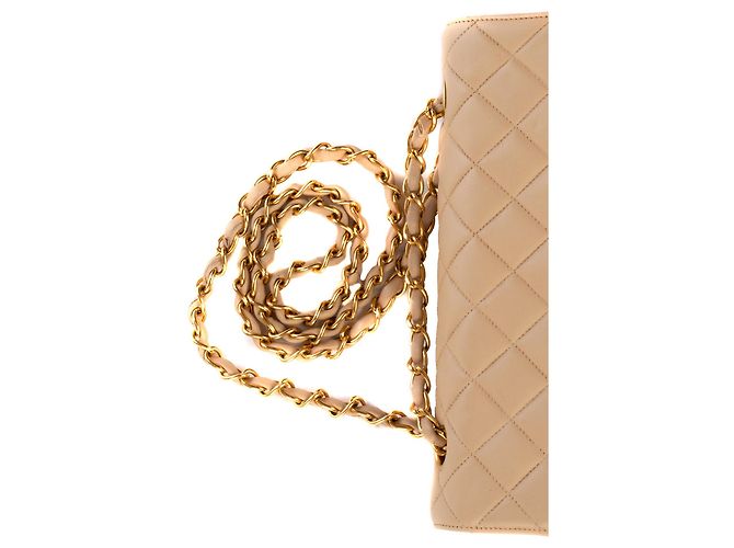 Timeless Excelente Chanel 23 cordeiro acolchoado bege em muito bom estado! - vista 10