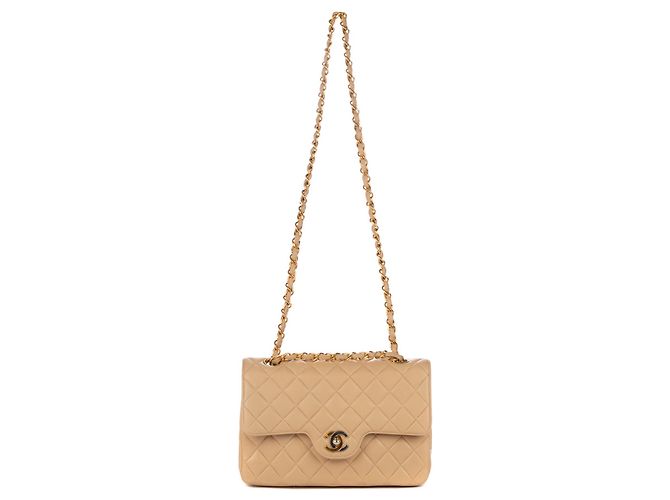Timeless Excelente Chanel 23 cordeiro acolchoado bege em muito bom estado! - vista 11