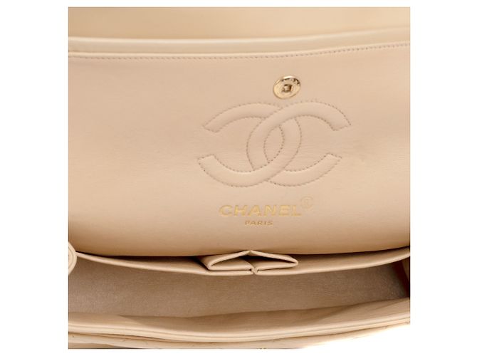 Timeless Excelente Chanel 23 cordeiro acolchoado bege em muito bom estado! - vista 5