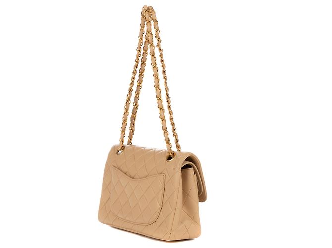 Timeless Excelente Chanel 23 cordeiro acolchoado bege em muito bom estado! - vista 7