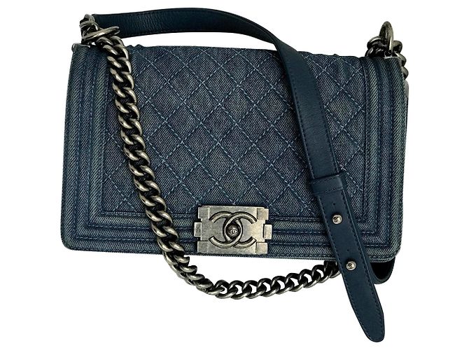 Chanel Denim Bag Rare Boy medio Blu - Ansicht 2