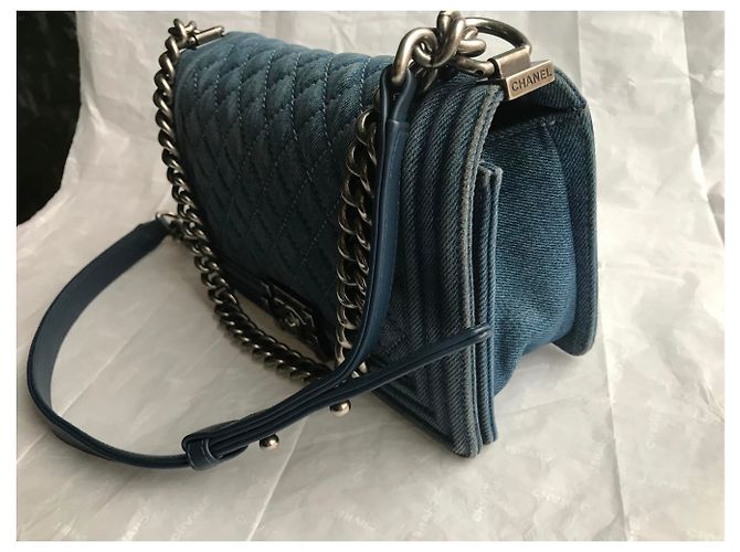 Chanel Denim Bag Rare Boy medio Blu - Ansicht 9