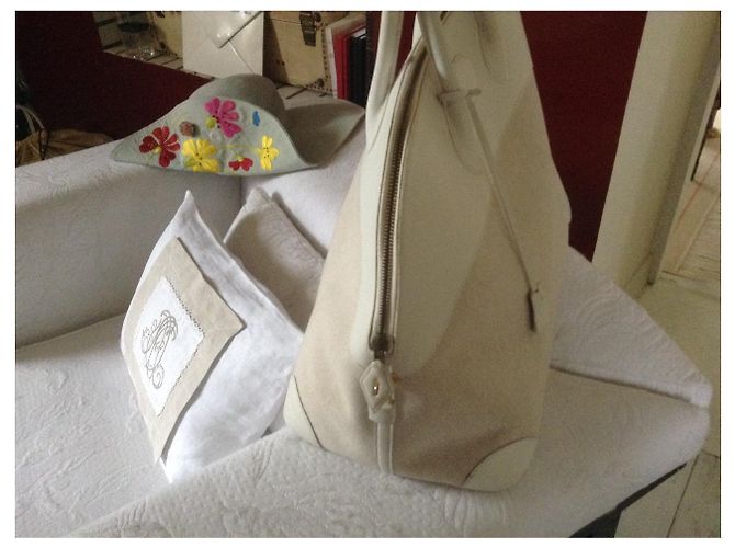 Borsa da viaggio Hermès Bolide in pelle bianca Bianco - vista 4