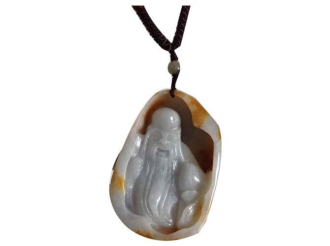 Autre Marque Ciondolo Buddha in giada verde chiaro con collana - vista 2