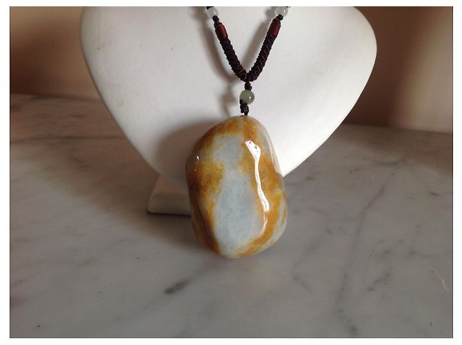 Autre Marque Ciondolo Buddha in giada verde chiaro con collana - vista 3