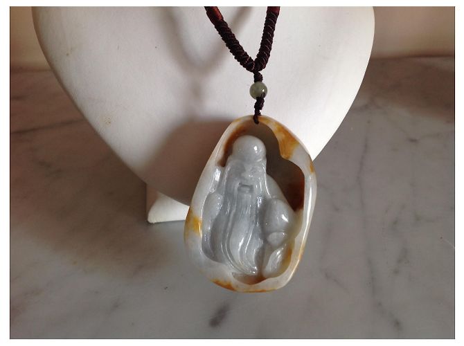 Autre Marque Ciondolo Buddha in giada verde chiaro con collana - vista 5