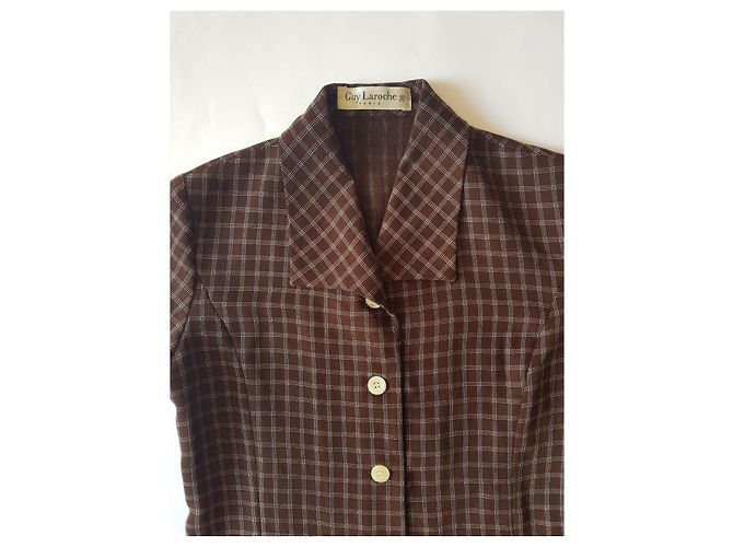 Camicia a quadri Guy Laroche manica corta marrone - vista 3