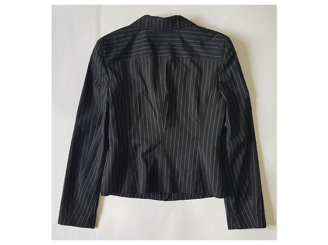 Blazer a Righe Strenesse in Lana Blu Navy Bianco - vista 2