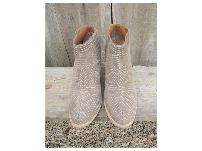 Bottines Sartore beige en daim - vue 4