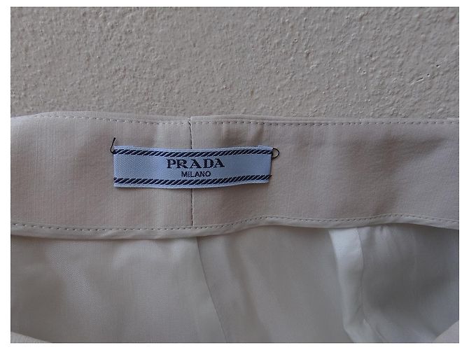 Calça Prada bege de seda e lã Cru - vista 5