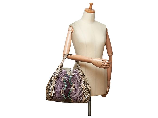 Gucci Brown Médio Python Soho Bag - vista 9