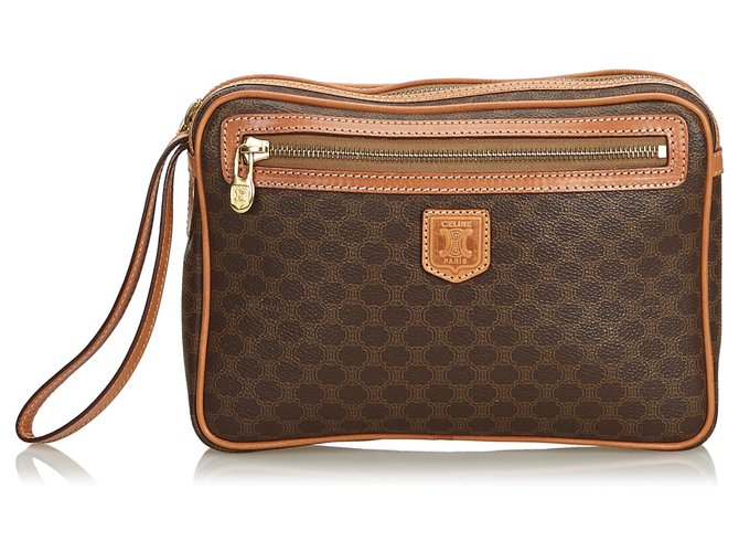 Céline Pochette en cuir vintage Celine Paris marron ref.2479021 - Joli Closet