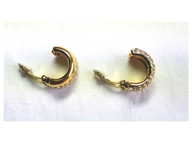 Jean Louis Scherrer Orecchini a clip in oro e strass bianchi - vista 4