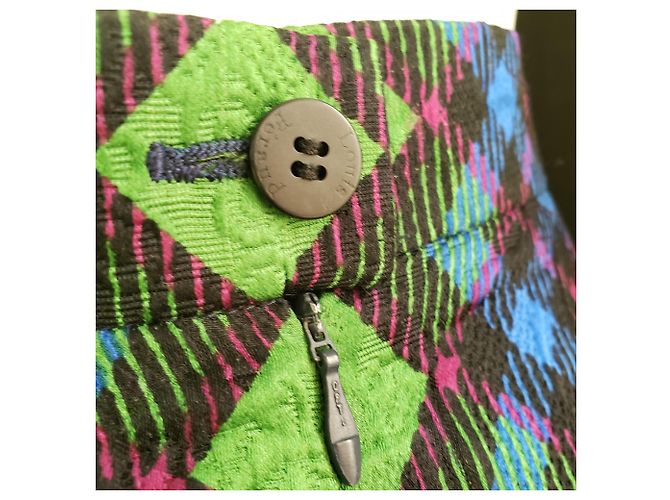 Falda de tubo Louis Féraud en jacquard con estampado de cuadros Negro Azul Verde - vista 4