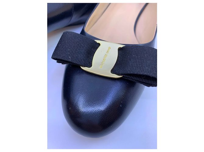 Salvatore Ferragamo ballerine in pelle nera Nero - vista 10