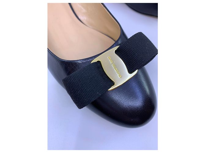 Salvatore Ferragamo ballerine in pelle nera Nero - vista 5