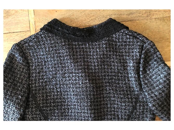 Adolfo Dominguez Plissee-Jacke Bluse schwarz / grau T.S 36-38 Anthrazitgrau - Ansicht 5