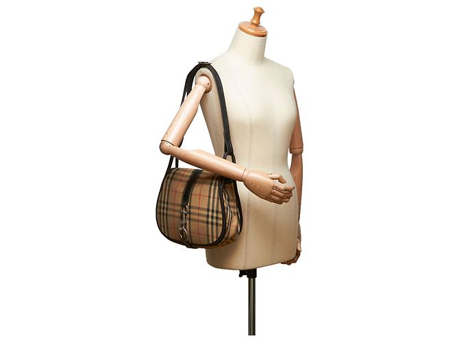 Borsa a tracolla Jacquard con motivo House Burberry Brown Marrone Multicolore Beige - vista 10