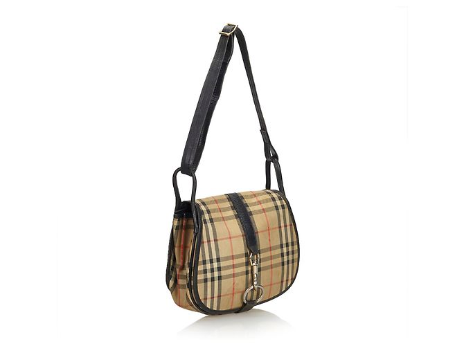 Borsa a tracolla Jacquard con motivo House Burberry Brown Marrone Multicolore Beige - vista 2