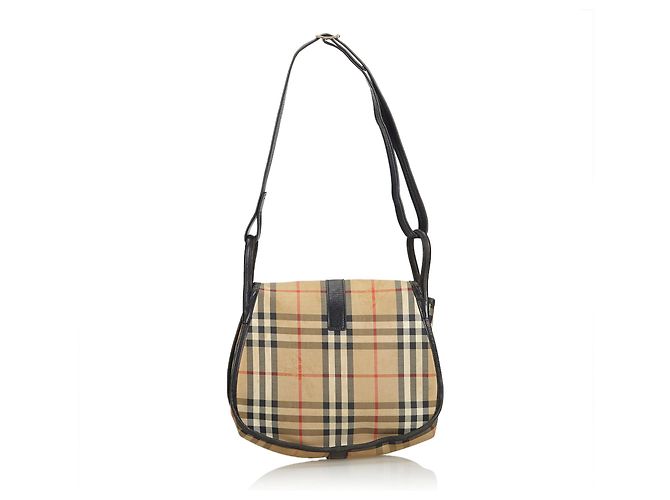 Borsa a tracolla Jacquard con motivo House Burberry Brown Marrone Multicolore Beige - vista 3