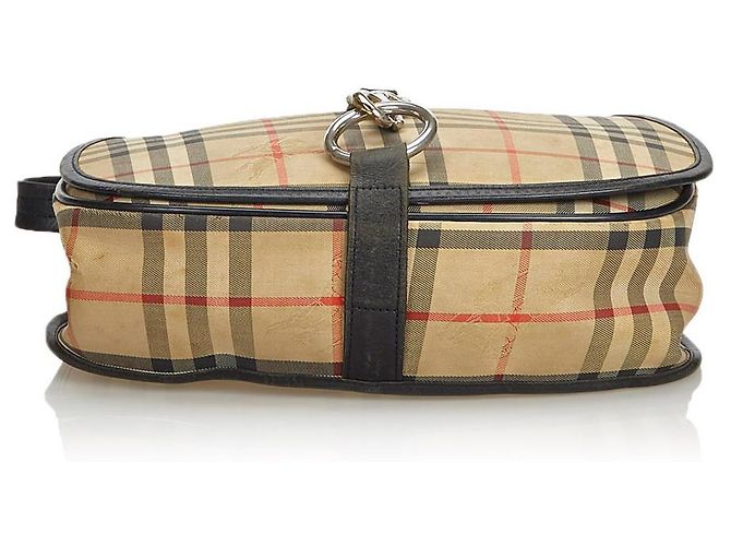 Borsa a tracolla Jacquard con motivo House Burberry Brown Marrone Multicolore Beige - vista 4