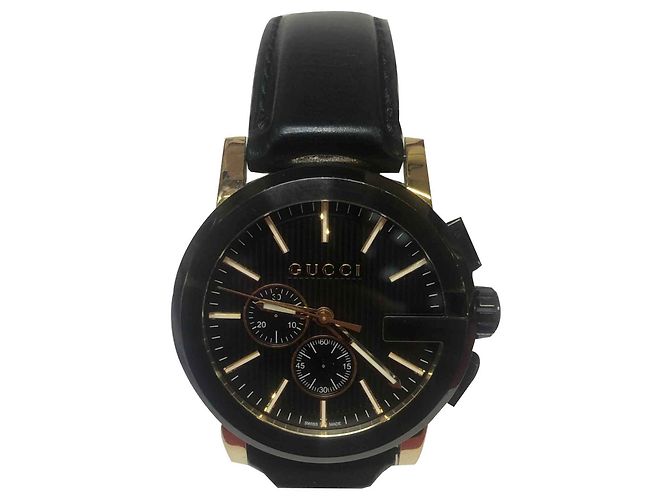 Relógio Gucci G-Chrono de couro preto - vista 2