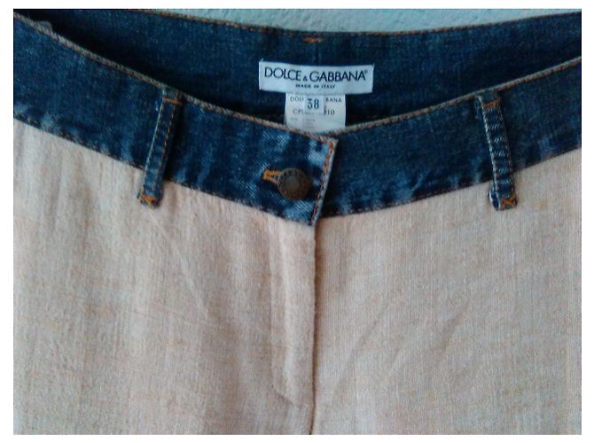 DOLCE & GABBANA Pantalones en mixt Lino. Crudo - vista 3