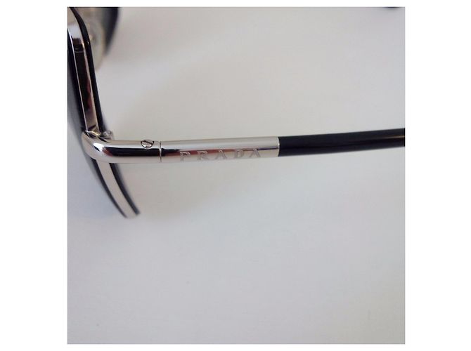 Occhiali da sole Prada neri e argento metallo Nero - vista 10