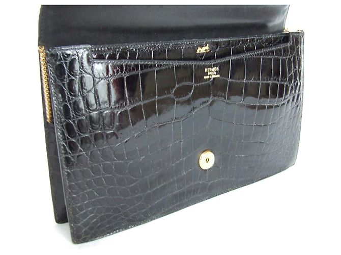 Hermès Sac à main Lydie Crocodile Noir di SPA New Strap Nero - vista 2