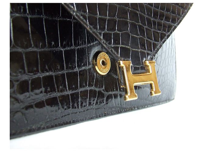 Hermès Sac à main Lydie Crocodile Noir di SPA New Strap Nero - vista 3