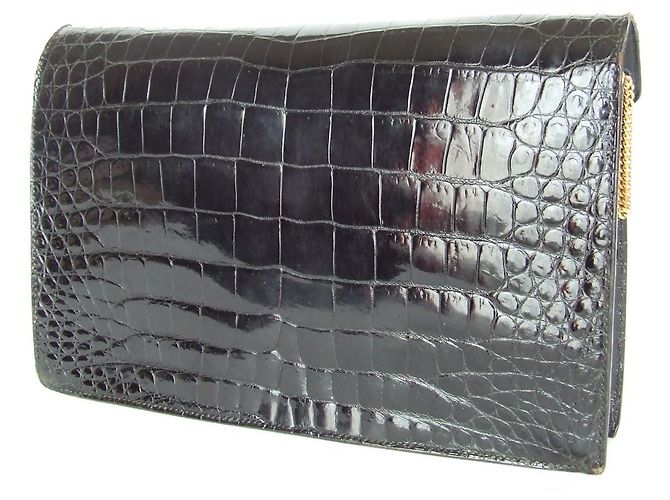 Hermès Sac à main Lydie Crocodile Noir di SPA New Strap Nero - vista 4