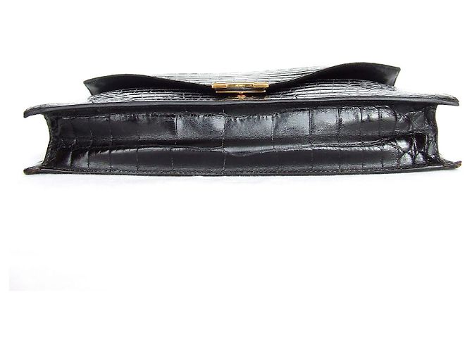 Hermès Sac à main Lydie Crocodile Noir di SPA New Strap Nero - vista 7