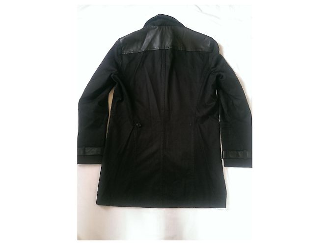 Cappotto The Kooples in cotone e pelle di agnello nero - vista 2