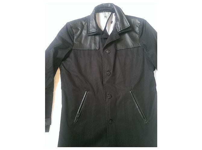 Cappotto The Kooples in cotone e pelle di agnello nero - vista 3
