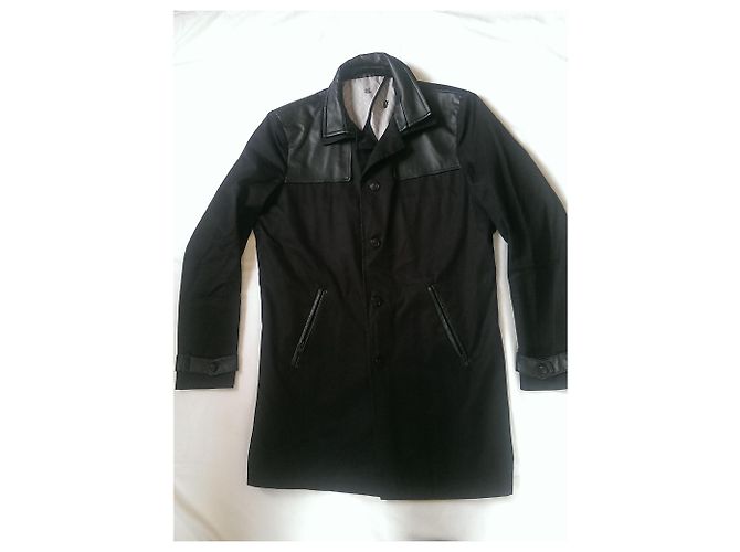 Cappotto The Kooples in cotone e pelle di agnello nero - vista 6