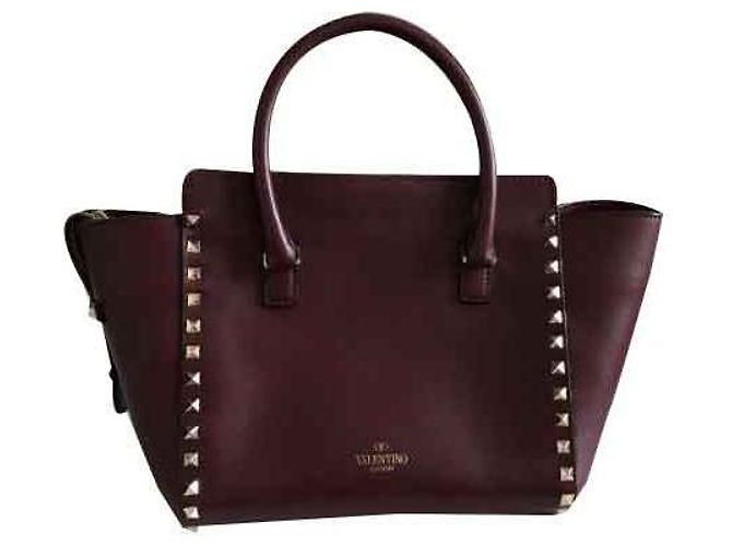 Borsa Valentino Rockstud in pelle bordeaux Bordò - vista 2